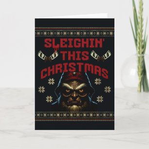 Sleighin's Christmas Horror Pun Karte