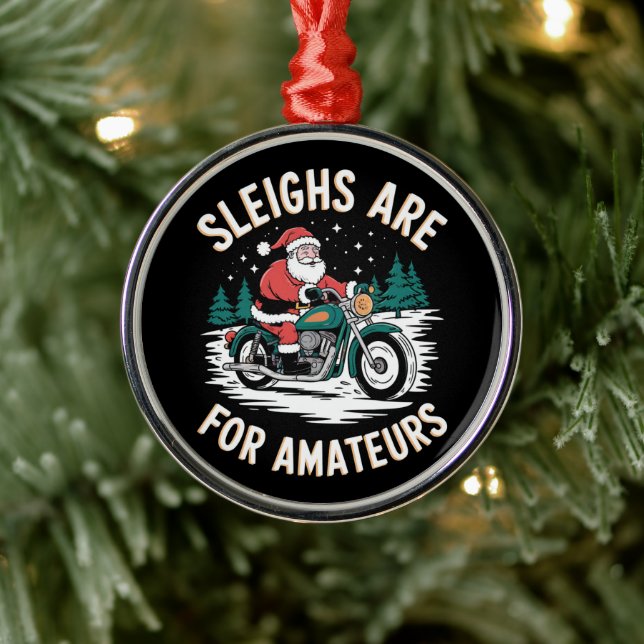 Sleighs sind für Amateurs Weihnachts Motorradfahre Ornament Aus Metall (Baum)