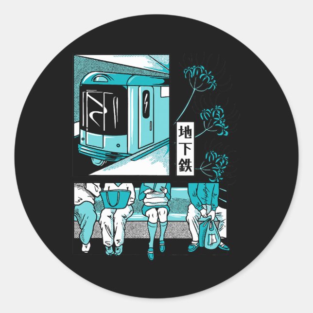 Slice Life Anime Bahn Metro Kawaii Japan Runder Aufkleber (Vorderseite)