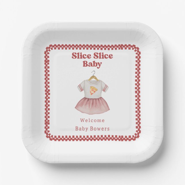 Slice Slice Baby Dusche Pizza Kleid Pappteller (Vorderseite)