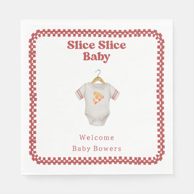 Slice Slice Baby Dusche Pizza Neutraler Bodysuit Serviette (Vorderseite)