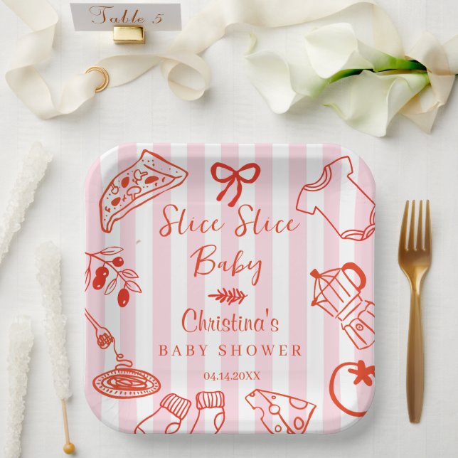 Slice Slice Baby Italian Baby Shower Paper Plate Pappteller (Hochzeit)