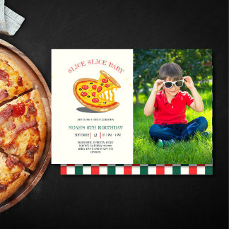 Slice Slice Baby Moderne Pizza Foto Geburtstagspar Einladung