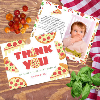 Slice Slice Baby Modernes Kindergeburtstag Pizza P Dankeskarte