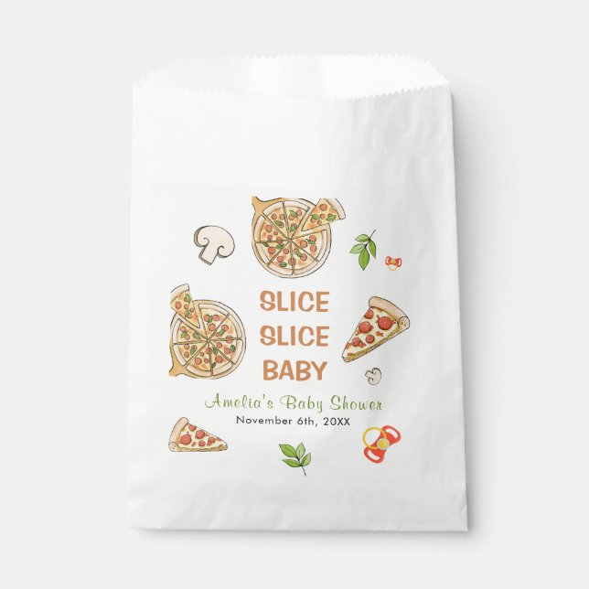 Slice Slice Baby Pizza Baby Dusche Geschenktütchen (Vorderseite)