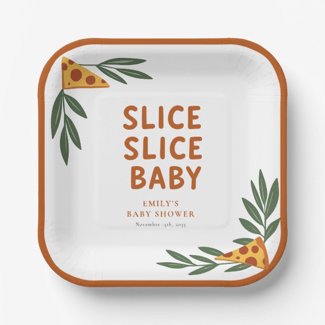 Slice Slice Baby Pizza Baby Dusche Pappteller (Vorderseite)