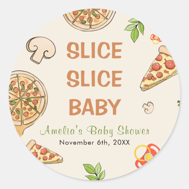 Slice Slice Baby Pizza Baby Dusche Runder Aufkleber (Vorderseite)