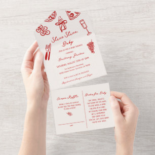 Slice Slice Baby Pizza Baby Shower All In One Einladung