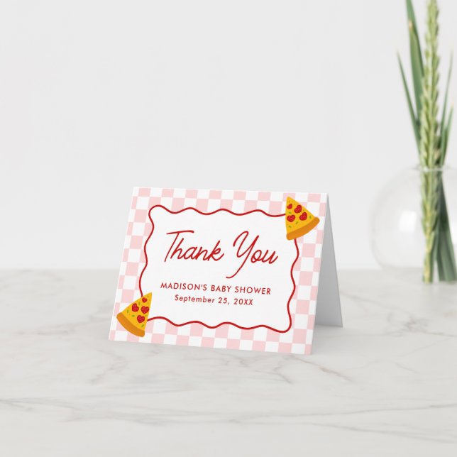 Slice Slice Baby Pizza Baby Shower Dankeskarte (Vorderseite)