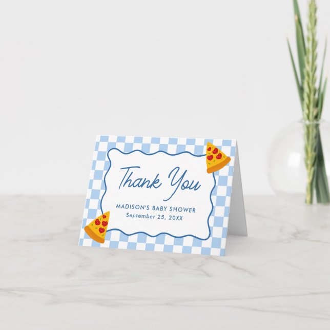 Slice Slice Baby Pizza Baby Shower Dankeskarte (Vorderseite)