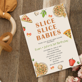 Slice Slice Baby Pizza Baby Twins Geburtstag Einladung