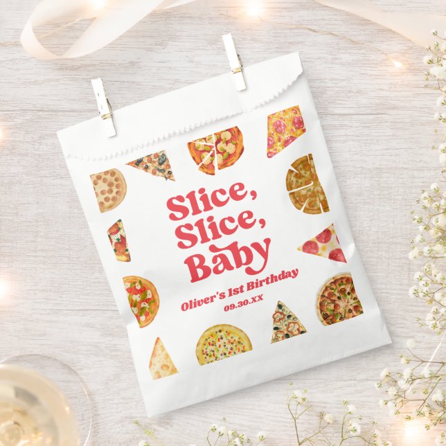 Slice, Slice, Baby! Pizza Birthday Party Geschenktütchen (Ausgeschnitten)
