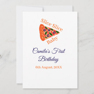 Slice Slice Baby Pizza braun 1. Geburtstag Einladung