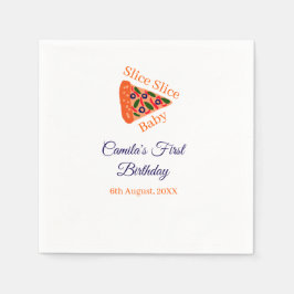 Slice Slice Baby Pizza braun 1. Geburtstag Serviette