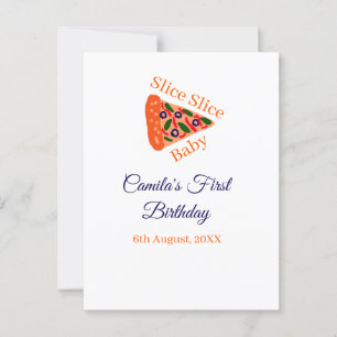 Slice Slice Baby Pizza Braun Blau 1. Geburtstag  Postkarte