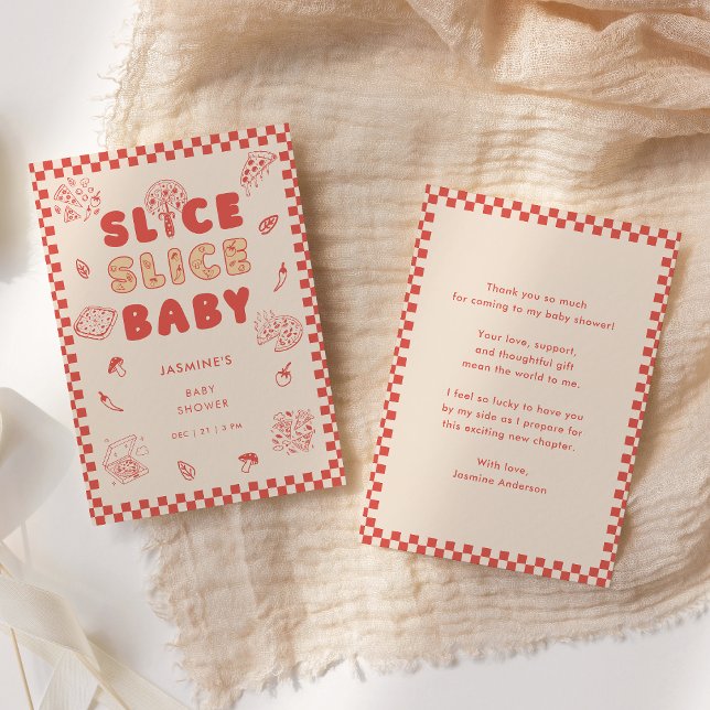 Slice Slice Baby Pizza Hand Drawn Baby Shower Dankeskarte (Von Creator hochgeladen)