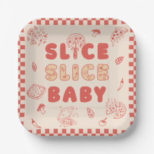Slice Slice Baby Pizza Handgezeichnete Babyparty Pappteller