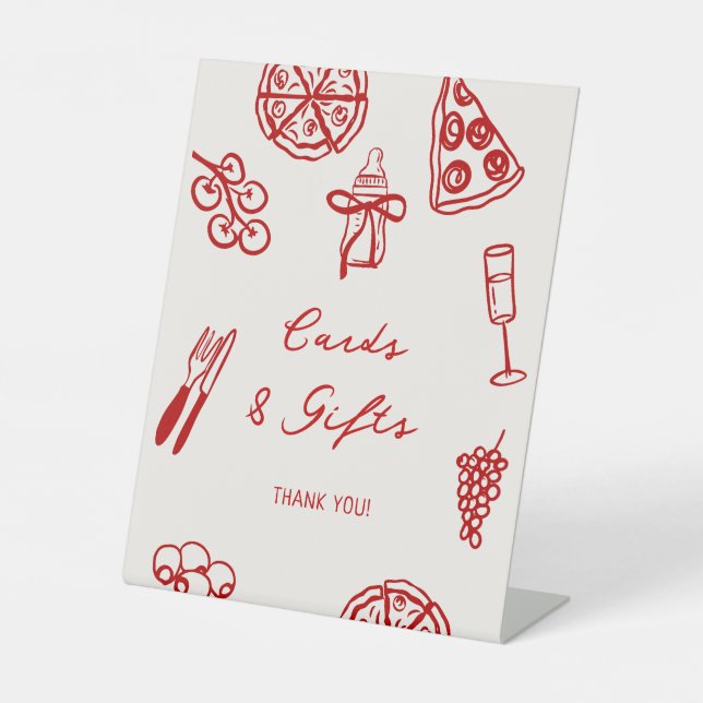 Slice Slice Baby Pizza Kinderduschkarten & Geschen Sockelschild (Vorderseite)
