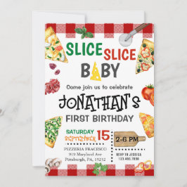 Slice Slice Baby Pizza Party 1. Geburtstag Einladung