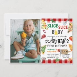 Slice Slice Baby Pizza Party 1. Geburtstag Einladung