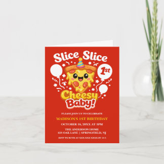 Slice Slice Cheesy Baby Pizza 1st Birthday Einladung