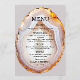 Sliced Agate Abstract Wedding Menu Card Menükarte
