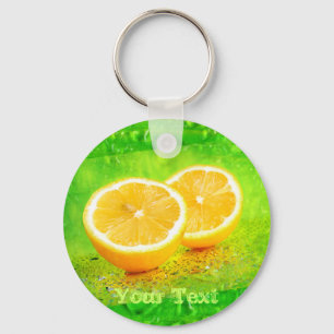 Sliced Lemon and Water Drops Keychain Schlüsselanhänger