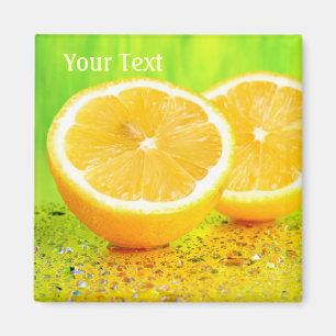 Sliced Lemon and Water Drops Magnet