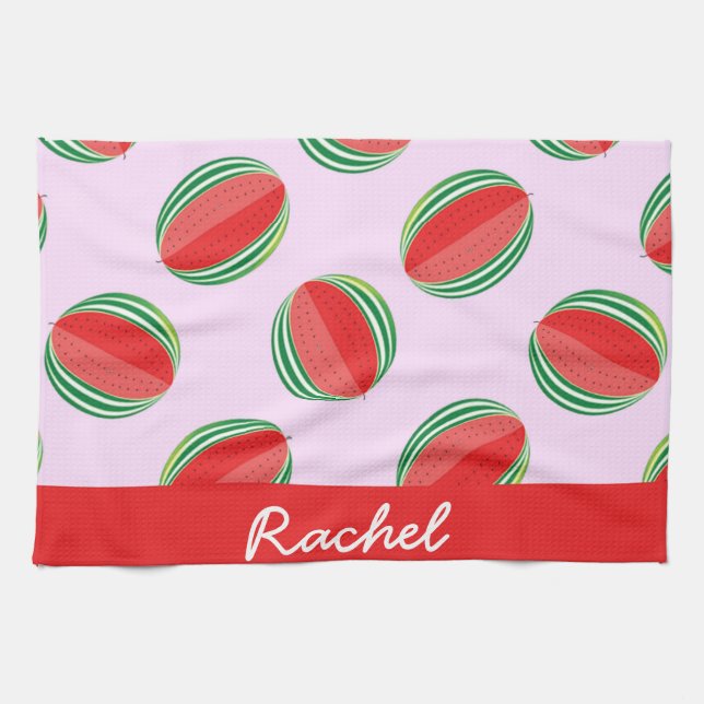 Sliced watermelon pattern on pink geschirrtuch (Horizontal)