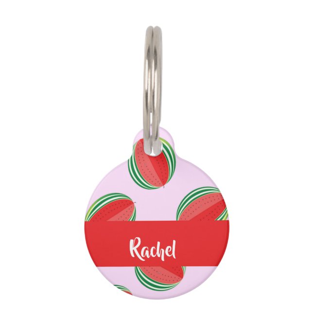 Sliced watermelon pattern on pink haustiermarke (Vorderseite)