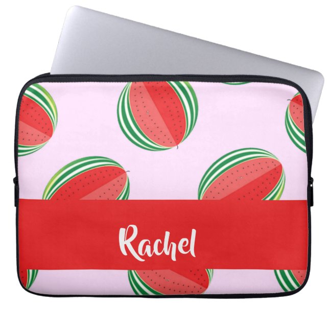 Sliced watermelon pattern on pink laptopschutzhülle (Vorderseite)