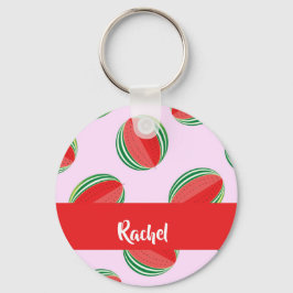 Sliced watermelon pattern on pink schlüsselanhänger