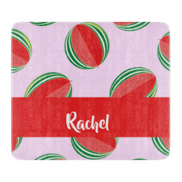 Sliced watermelon pattern on pink schneidebrett