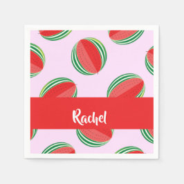 Sliced watermelon pattern on pink serviette