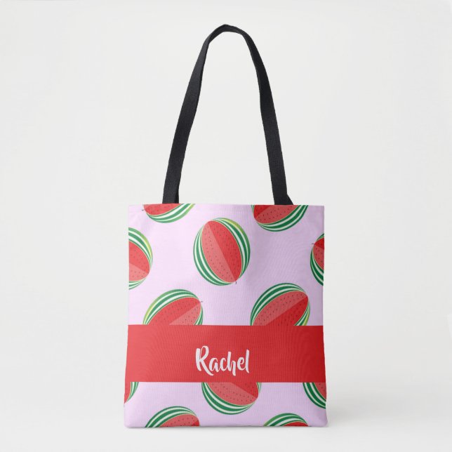 Sliced watermelon pattern on pink tasche (Vorderseite)