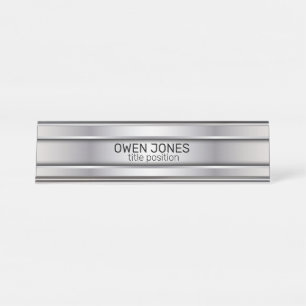 Slick Gray Metal Schreibtischnamensplakette