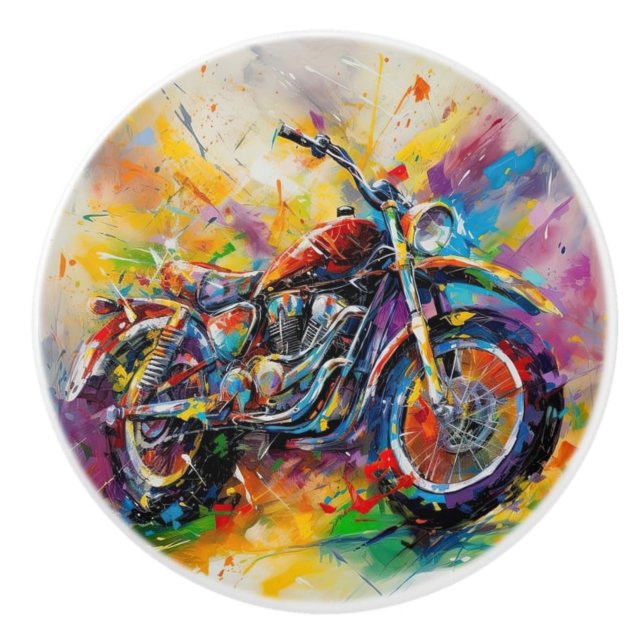 Slick Rainbow Motorrad Dirt Bike Biker Keramikknauf (Vorderseite)