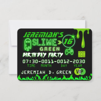 Slide Green VIP Geburtstagspartei Kreditkarte Einladung