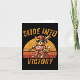 Slide in Vicente Funny Funny Cat Baseball Sunset V Karte