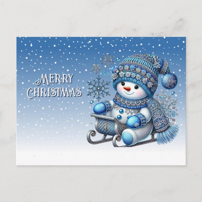 Slide Snowman Weihnachten Weihnachten Postkarte (Vorderseite)