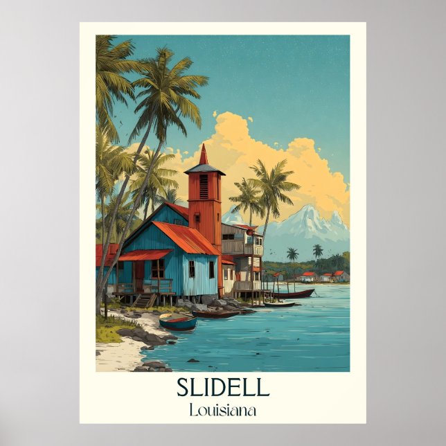Slidell Louisiana Vintag Bayou Lighthouse Kunst, D Poster (Vorne)
