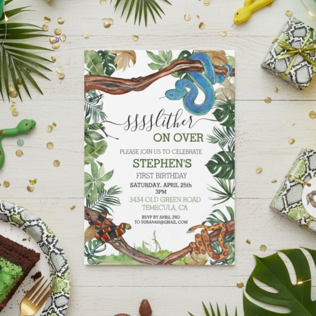 Slider auf über Snake Reptile Lover Geburtstag Einladung (Von Creator hochgeladen)