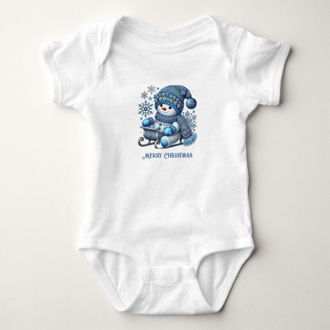 Sliding Snowman Baby Bodysuit Baby Strampler (Vorderseite)
