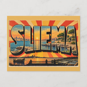 Sliema Felsenküste Mittelmeer Vintage Reise Postkarte