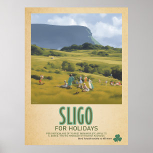 Sligo Irland, Retro Irish Travel Advert Poster