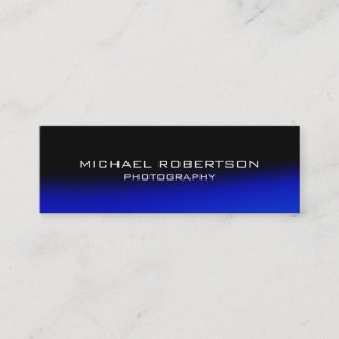 Slim Black Blue Modern Fotograf Business Card Mini Visitenkarte