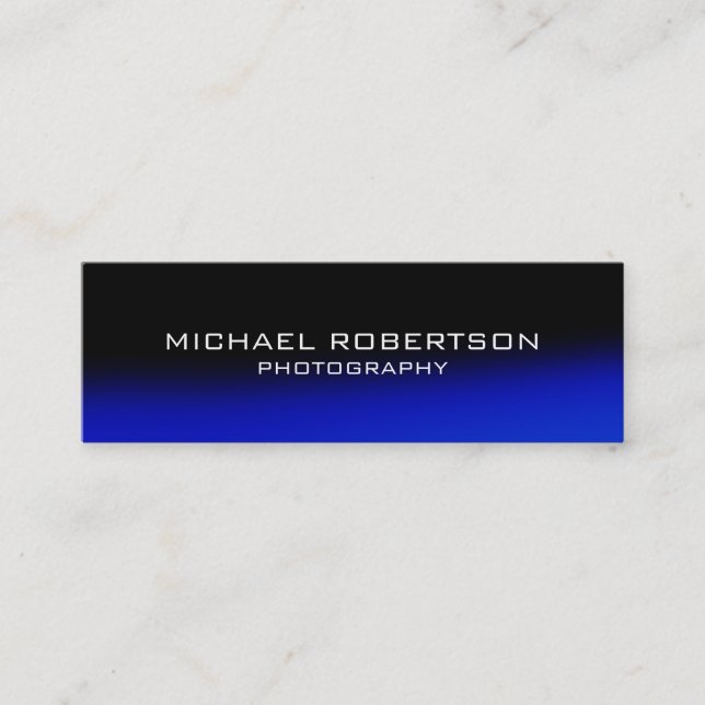 Slim Black Blue Modern Fotograf Business Card Mini Visitenkarte (Vorderseite)