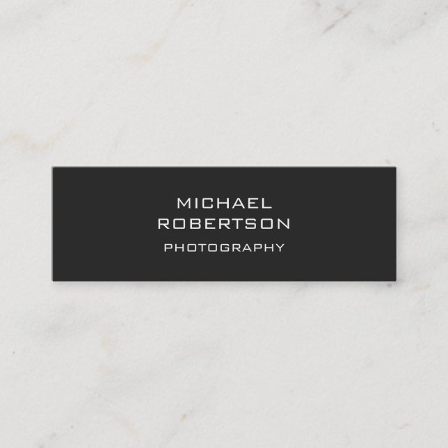 Slim Dark Gray Stylish Fotograf Business Card Mini Visitenkarte (Vorderseite)