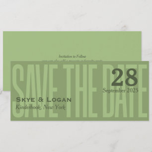 Slim Elegante Typografie Save the Date grün