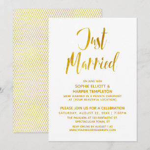Slim Gold Chevron Gerade verheiratet Post Hochzeit Einladung